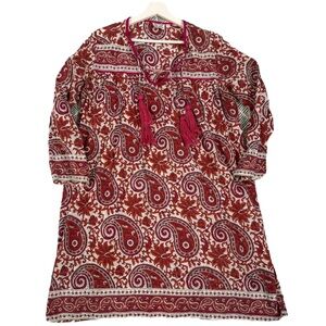 Sz block prints batik printed cotton long sleeve tunic dress o/s tuckernuck